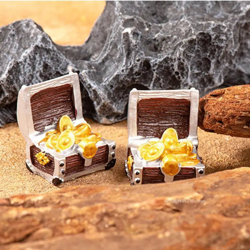 Mini Aquarium Treasure Chest Resin Ornament