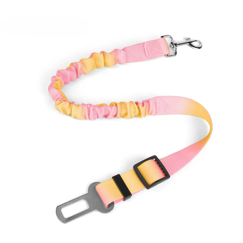 Adjustable Dog Car Safety Seat Belt with Elastic Bungee Buffer
