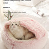 Lit Semi-Ouvert en Peluche pour Chats et Chiens