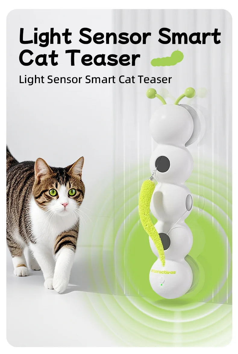 Jouet Teaser Caterpillar Électrique avec Queue en Plumes