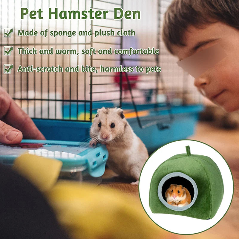 Cozy Plush Small Animal Hideout Bed with Detachable Semi-Enclosed Design