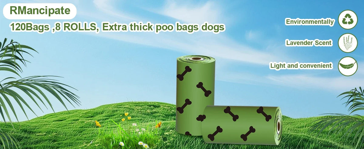 Lavender Scented Biodegradable Dog Poop Bags (120 Count)