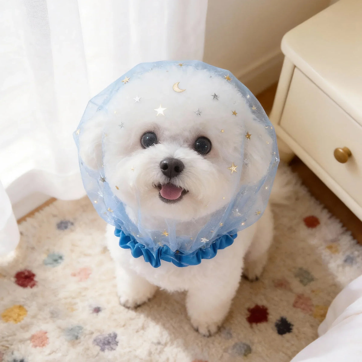 Breathable Star Tulle Dog Muzzle Cover for Outdoor Walks