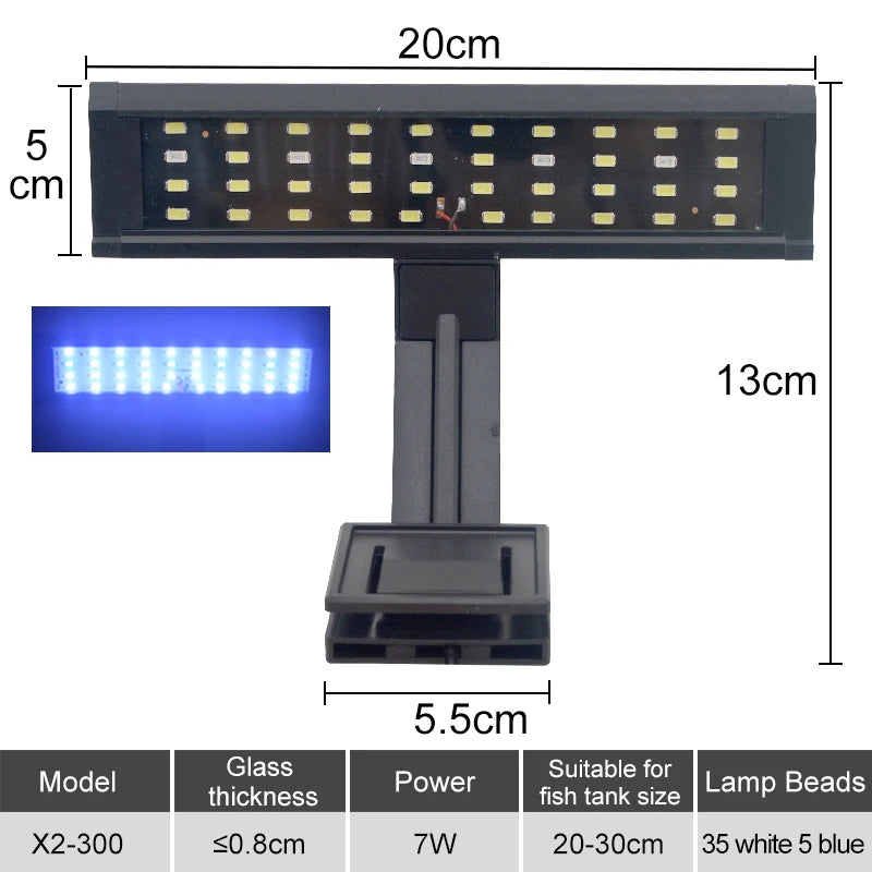 Lampe LED à clipser pour aquarium, fine, idéale pour la croissance des plantes
