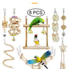 Ensemble de Jouets en Bois pour Oiseaux avec Balances et Clochettes