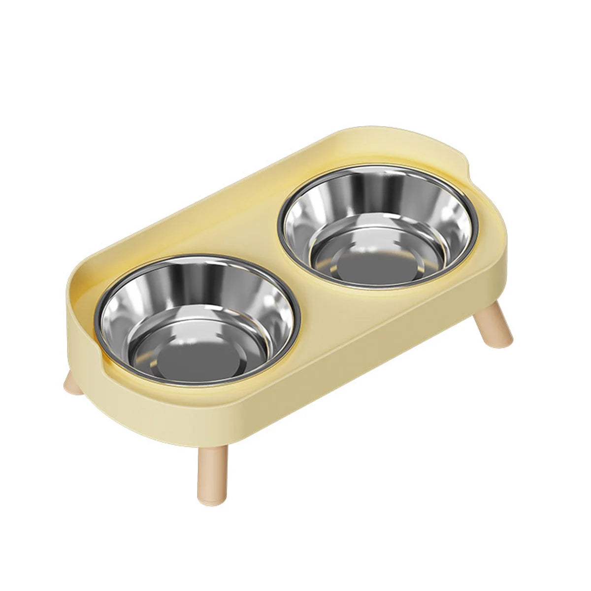 Colorful Double Dog Bowl Set with Stainless Steel and Plastic Base