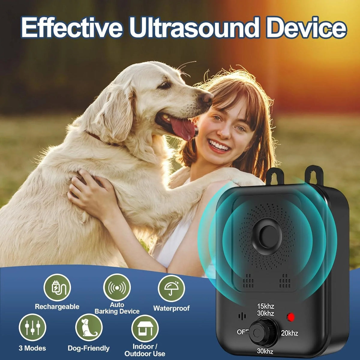 Ultrasonic Bark Deterrent Device with USB Charging
