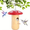 Wooden Hanging Hummingbird House with Natural Finish