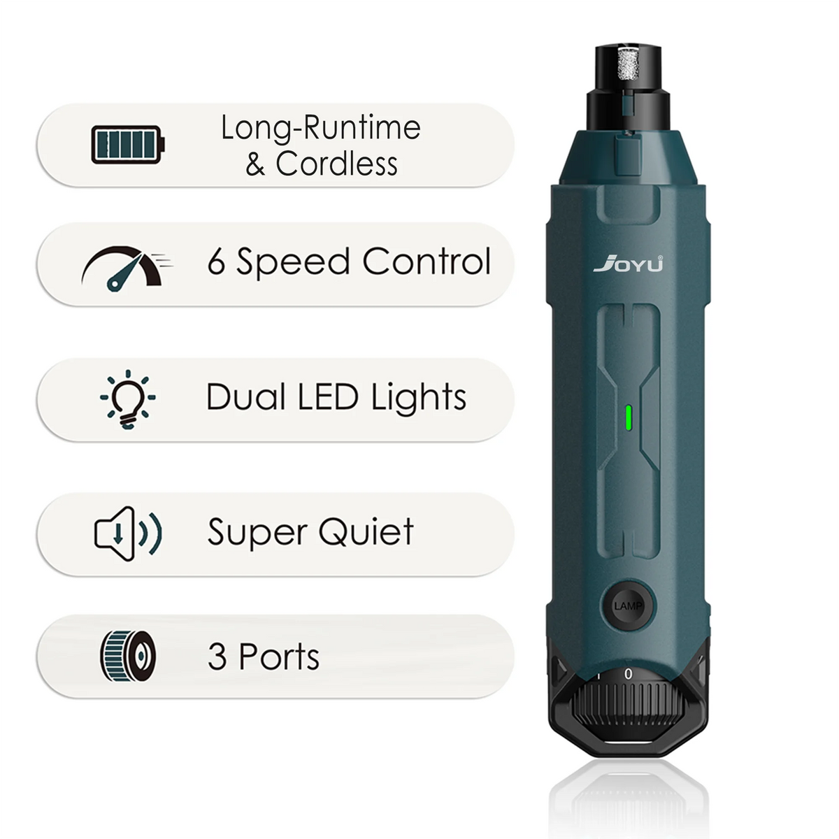 Rechargeable 6-Speed Dog Nail Grinder – Quiet & Painless Paw Care