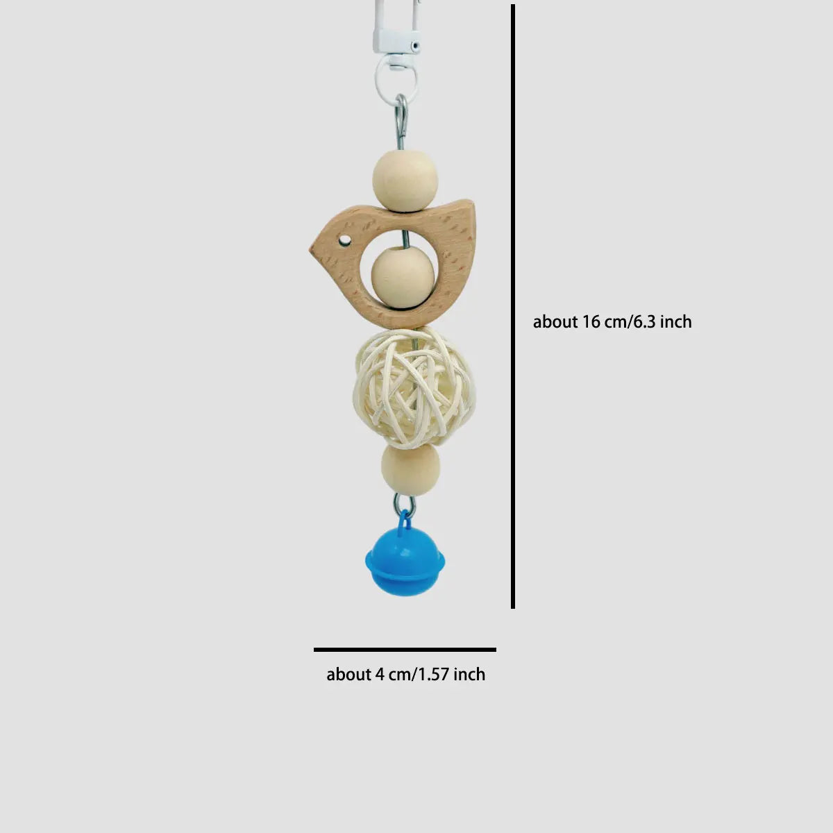 Natural Wood Parrot Swing with Chewing Toy for Small Birds
