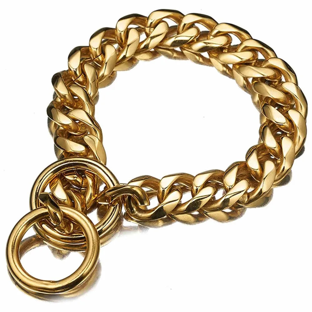Polished Stainless Steel Slip Chain Dog Collar for Training and Walking