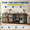 Extra Large Wooden Double Dog Crate with Divider and 3 Doors