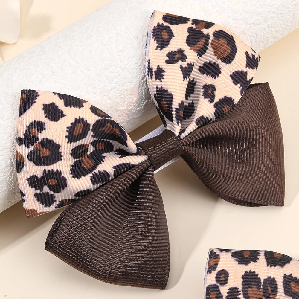 Leopard Bow Hair Clips for Girls - Set of 2