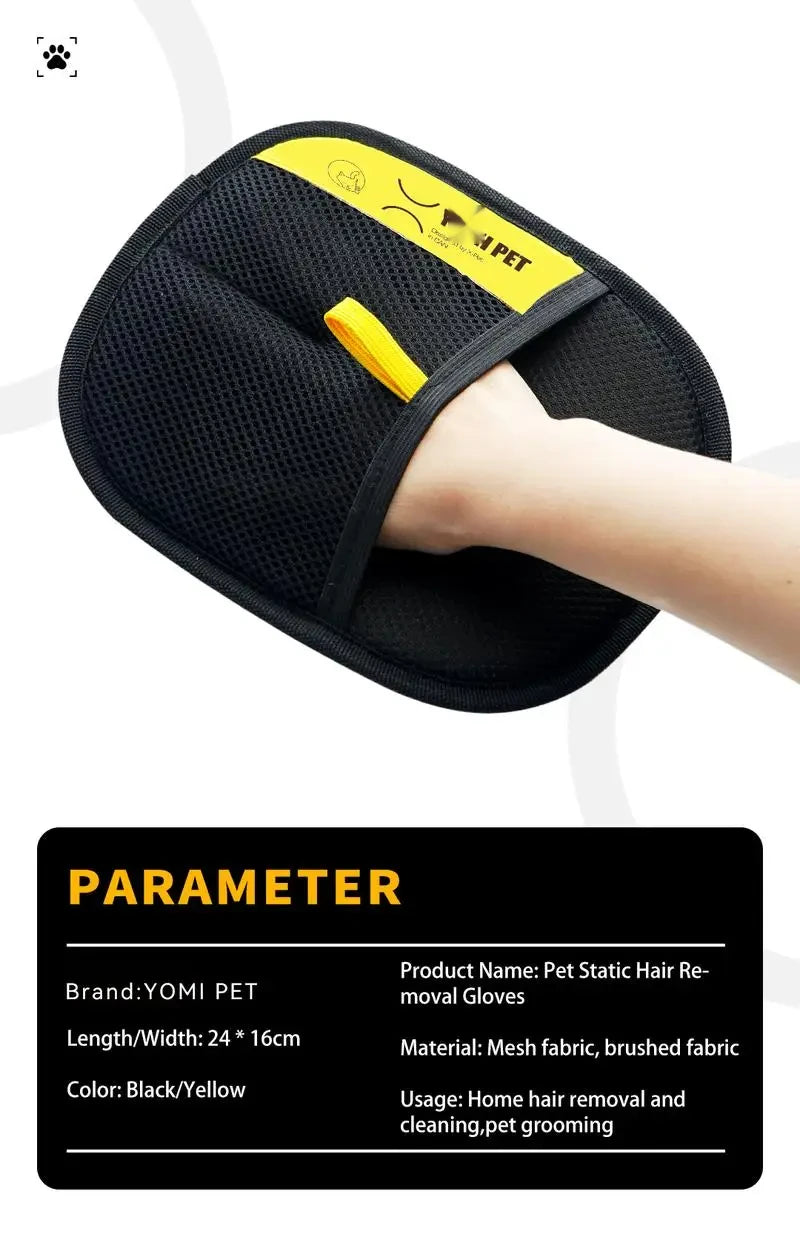 Pet Hair Removal Glove with Two-Way Brush for Cats, Dogs, and Furniture