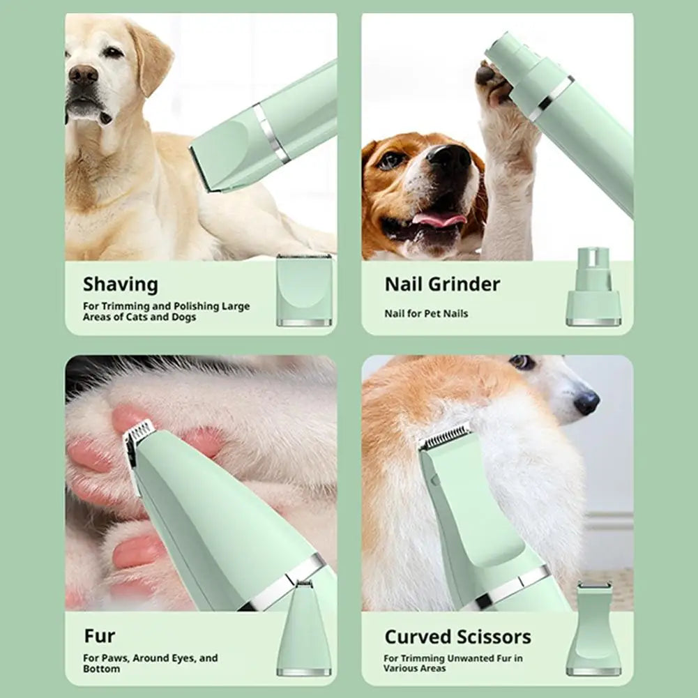 4-in-1 Rechargeable Pet Grooming Kit with Dual-Speed Ceramic Blade