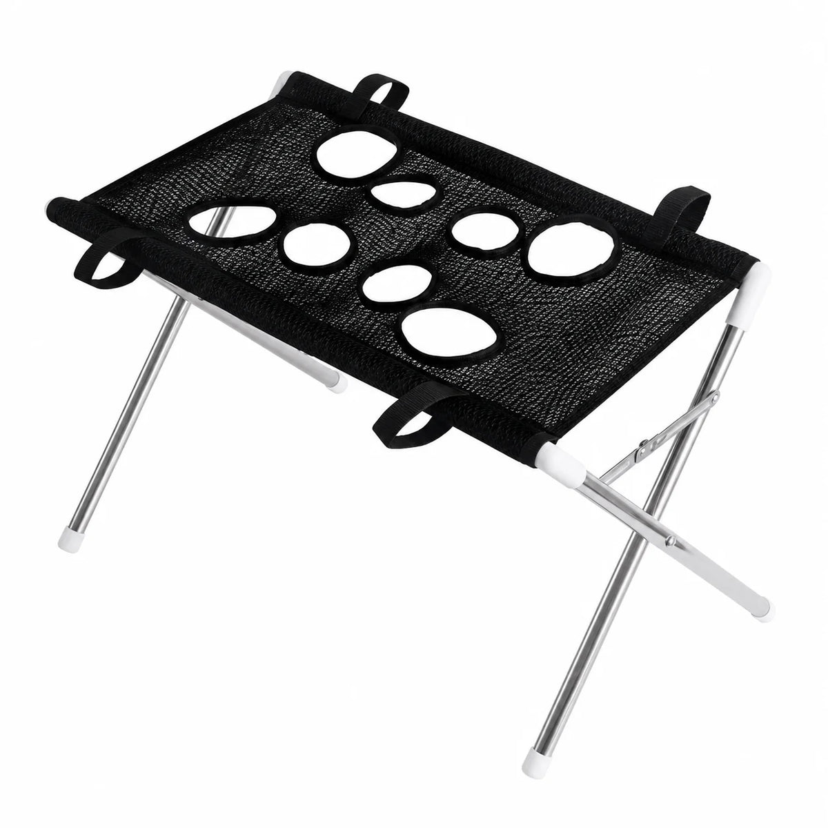 Hamac de toile noire en filet pour le toilettage des animaux avec poignées et pieds métalliques pour le bain et la coupe des 