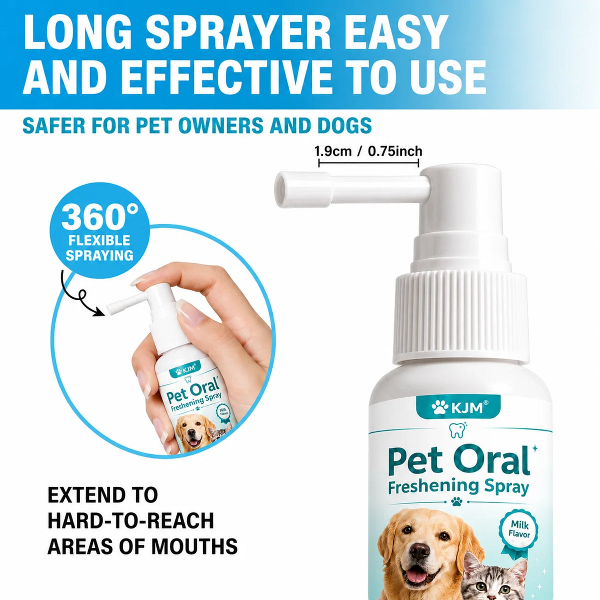 2-in-1 Pet Dental Spray for Fresh Breath & Tartar Control