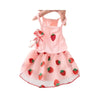 Pink strawberry princess pet dress with a bodice and ruffled skirt