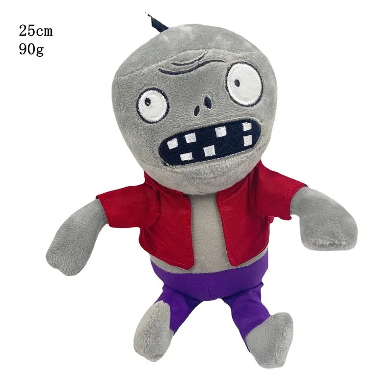 A plush toy of the Plants vs. Zombies Gargantuar with gray skin, red vest, and purple legs.