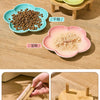 Ceramic Pet Bowl with Wood Stand – Elegant Bow Knot Design