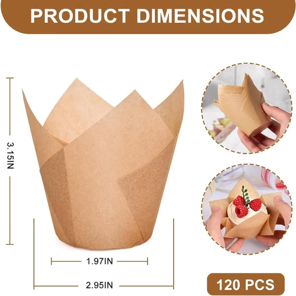 Natural Unbleached Tulip Cupcake Liners (100-Pack)