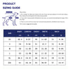 A sizing guide chart showing measurements in centimeters and inches for various sizes of an Argentina football jersey for dog