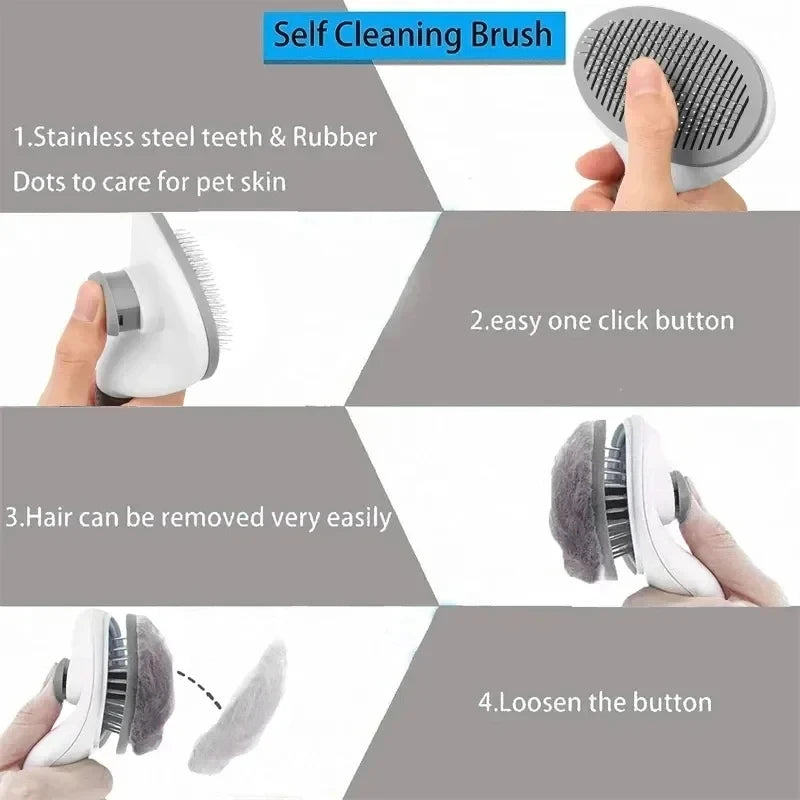 Brosse de toilettage auto-nettoyante pour animaux