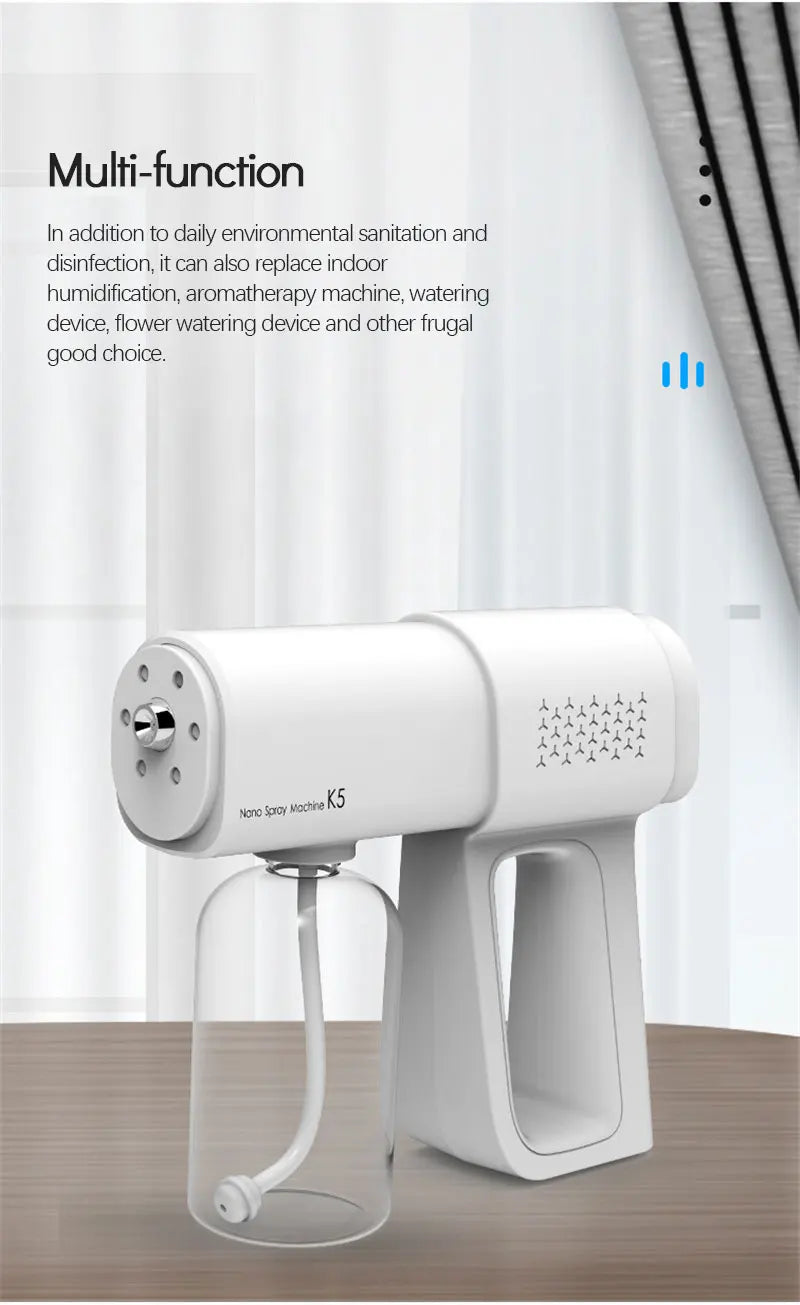 Portable Electric Nano Mist Sanitizing Sprayer Gun with Blue Light