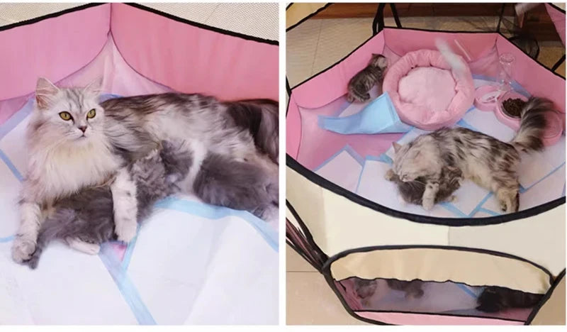 Foldable Octagonal Pet Tent with Breathable Mesh - Portable Outdoor Dog & Cat Shelter