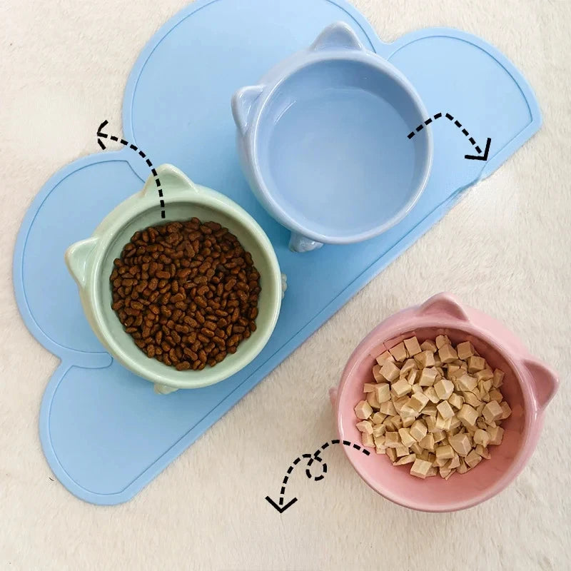 Ceramic Cat Bowl with High Feet for Pet Feeding