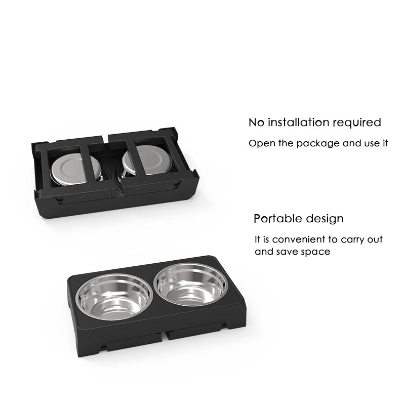Adjustable Elevated Dog Feeder with Double Stainless Steel Bowls