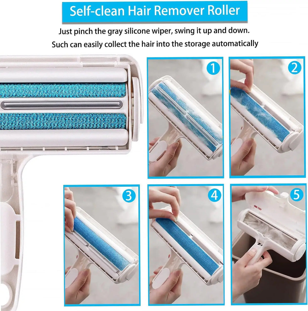 Reusable Push-Pull Pet Hair Remover Brush for Dogs and Cats