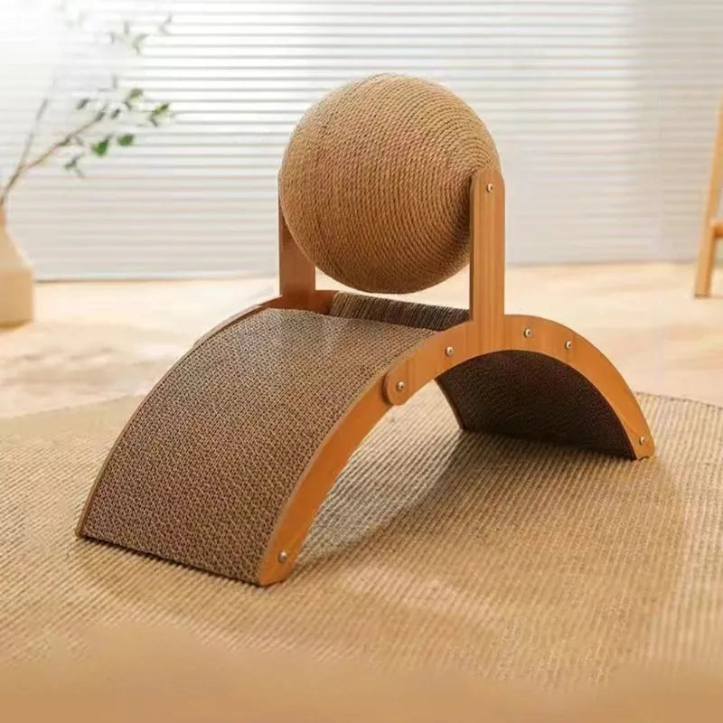 Griffoir en Bois 2-en-1 avec Balle en Sisal