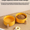 Elevated Ceramic Pet Bowl with Wooden Stand