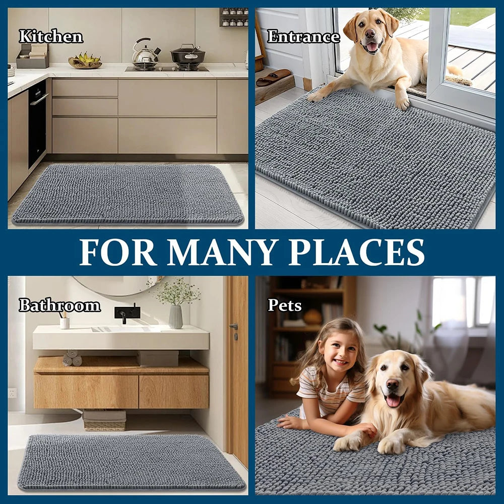 Absorbent Non-Slip Dog Doormat for Muddy Paws, Quick-Drying Washable Entryway Mat