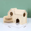 Natural Wooden Hamster Villa with Climbing Platform