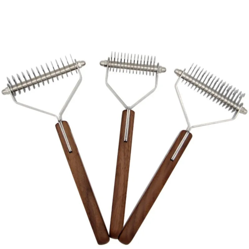Double-Sided Wooden Pet Grooming Comb