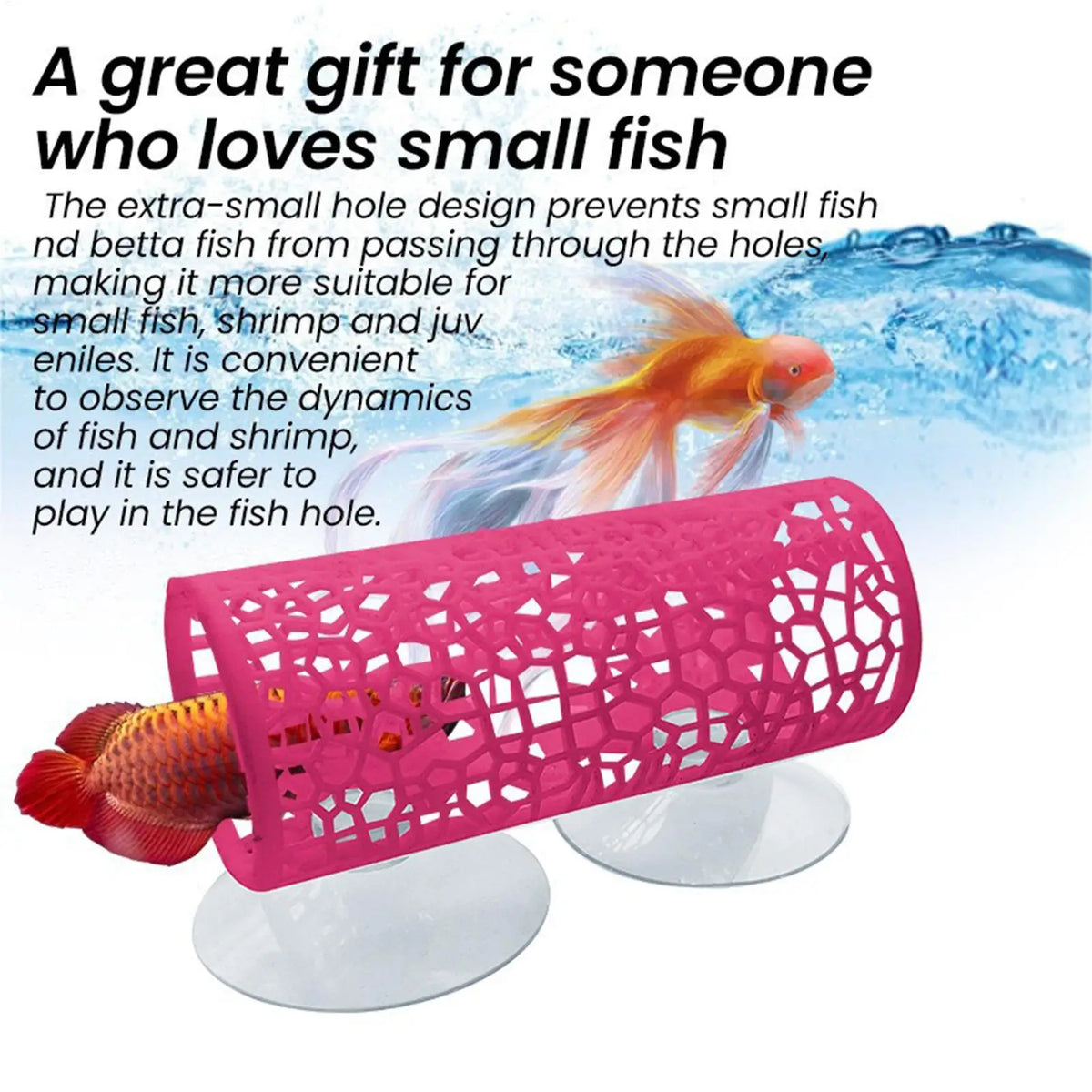Aquarium Hideout Tube with Suction Cup for Betta and Small Fish