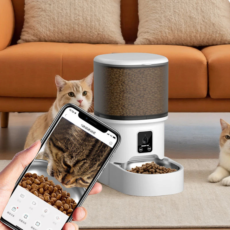 Dispensador automático de comida para mascotas con WiFi y capacidad de 4L