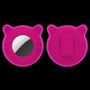 A pair of pink silicone collar holders shaped like cats, designed to secure airtags for pets.