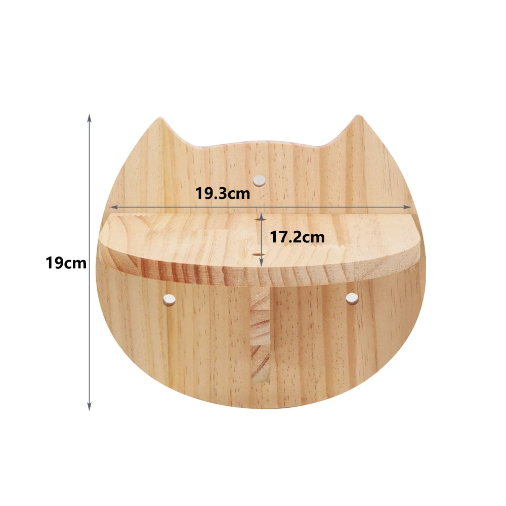 A round wooden cat climbing hammock with dimensions 19cm high and 17.2cm wide.