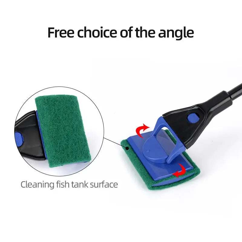 5-in-1 Aquarium Glass Cleaning Brush with Long Handle