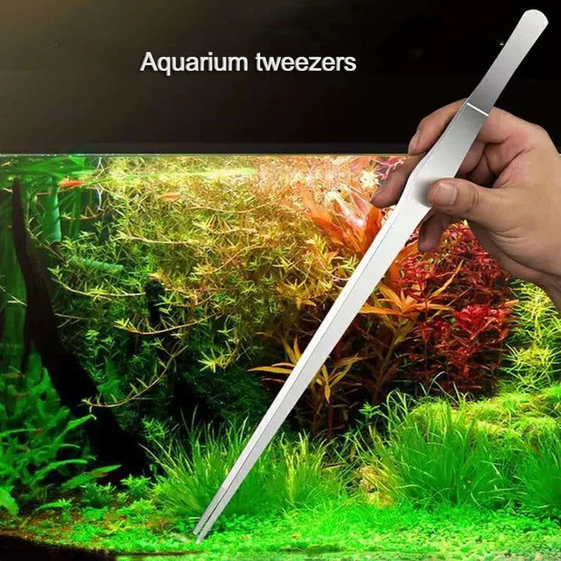Precision Stainless Steel Aquarium Tweezers for Planting and Maintenance