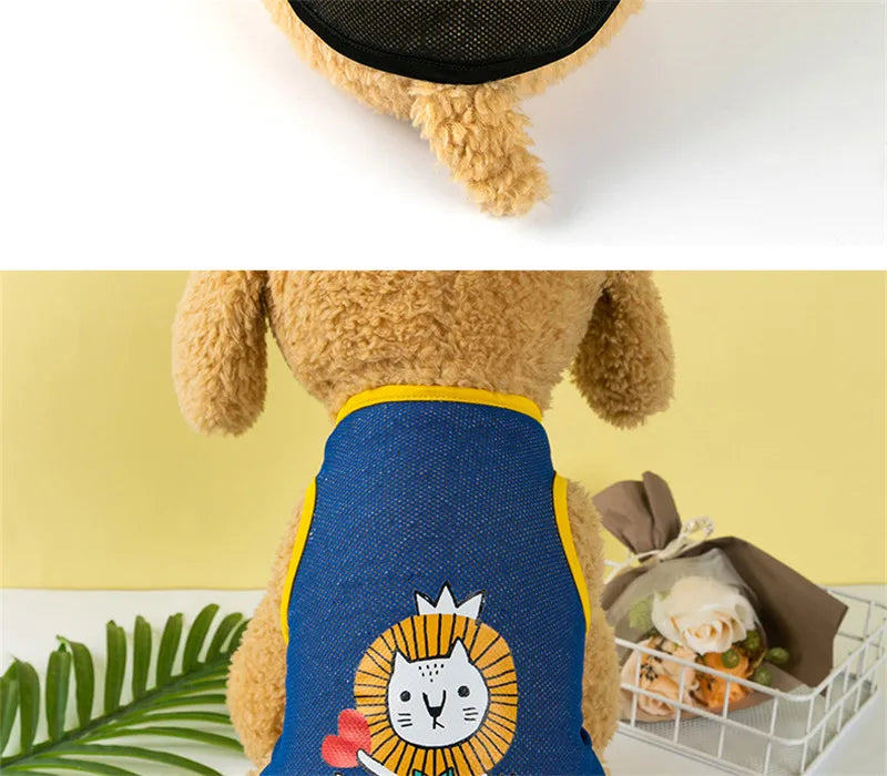 Breathable Mesh Pet Vest with Cute Cartoon Print