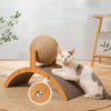 Balle à griffer 2-en-1 pour chat avec support en bois