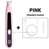 Pinke Standardversion eines Haartrimmers für Haustiere mit LED-Licht und Ladekabel.