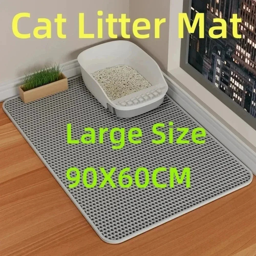 Double-Layer Waterproof Cat Litter Mat with Non-Slip Backing