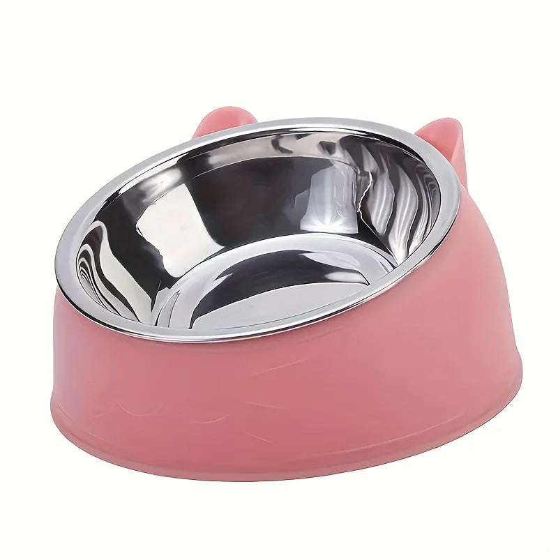 Ergonomic Elevated Cat Bowl with Inclined Stainless Steel Design
