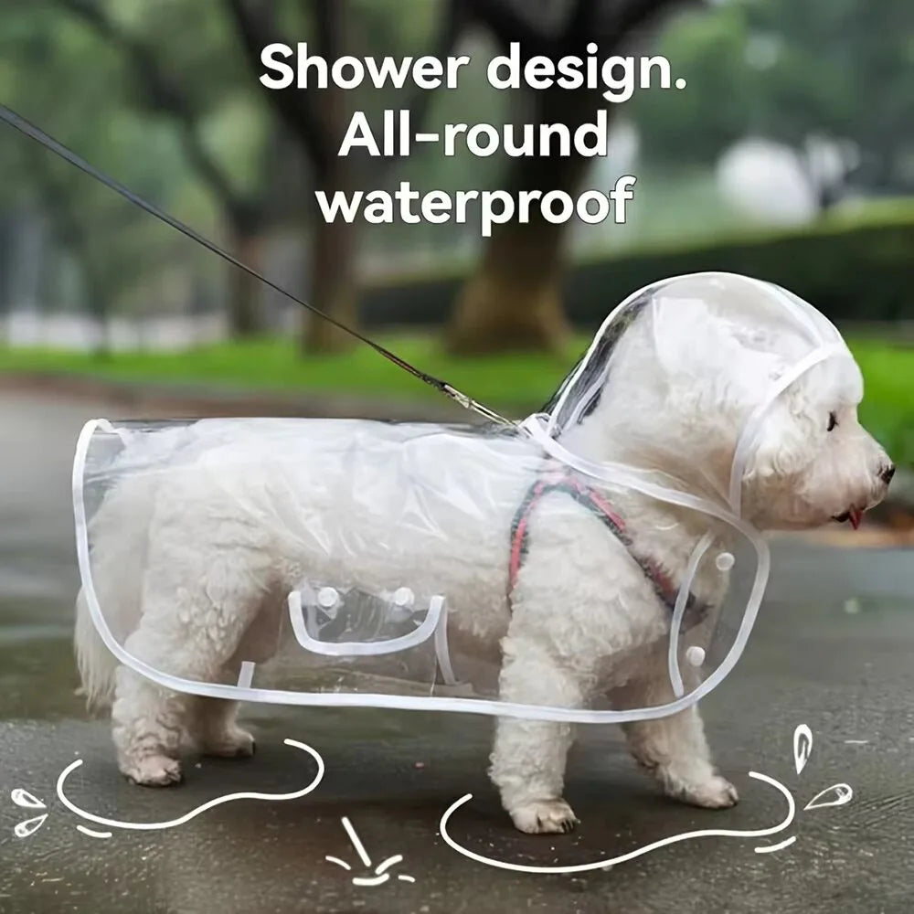 Clear Waterproof Dog Raincoat with Adjustable Hood