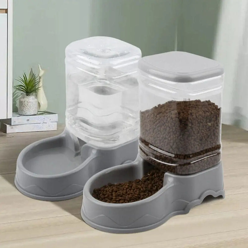 Distributeur de nourriture et fontaine à eau transparents 3,8 L pour animaux